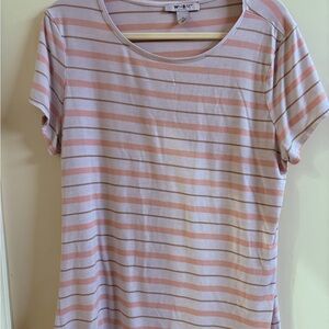 White House Black Market Blush and White Striped Tee